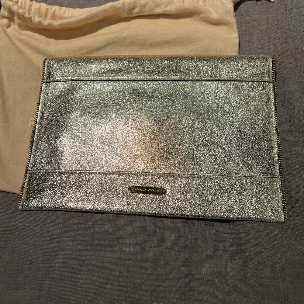 Rebecca Minkoff pale gold envelope clutch with dust bag. NWOT